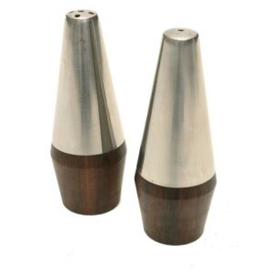 Set of Scanli rosewood / steel salt and pepper shakers / Salz- und Pfeffer-Streuer