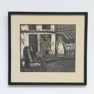 1969 Helle Vibeke Erichsen lino-print, Denmark, in original frame