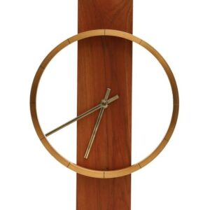 1960s, solid teak, solid brass wall clock, approx. 35x23x6cm (h,w,d), Germany (west)