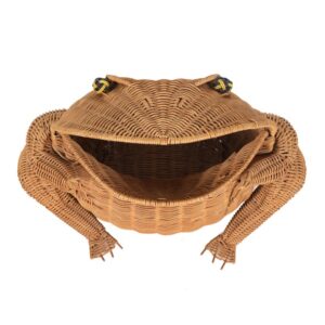 1970s Olivier Cajan "Wicker Frog" Zeitschriftenständer / Weidengeflecht / Mid Century Modern Design
