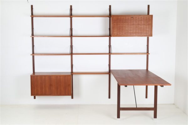 “Royal System” teak shelving system with dining table and minibar by Poul Cadovius for Cado / Danish Modern Design / 1950s / 1960s - Image 2