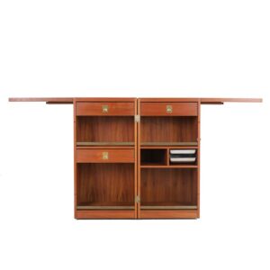 Faltbare "Captain's Bar" / Minibar von Reno Wahl Iversen für Dyrlund / Fliptop / Teak / Messing / Linoleum / 60er / 70er-Jahre