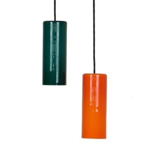 Set of 2 Nordisk Solar Compagni / Holmegaard “74105” glass pendant lamps / Mid-century Danish modern design / 1960s