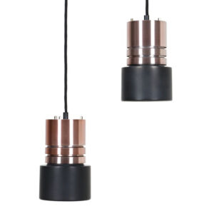 2er-Set Space Age Hängeleuchten / Mid Century Danish Modern Design / Alu / Kupfer / 60er / 70er-Jahre