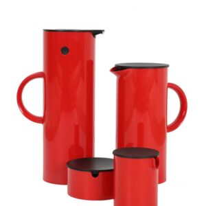 Stelton / Erik Magnussen “EM 77” set with vacuum jug, water jug, milk jug, and sugar bowl / red / 1L / Danish modern design
