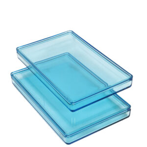 2er-Set große türkis-blaue "Thurø" Glas-Boxen mit Deckel von Rauff & Møldrup für Holmegaard / Danish Modern Design