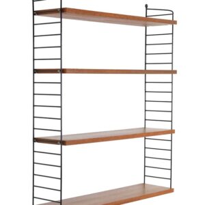 Original String shelf / Kajsa + Nisse Strinning / Teak / mid-century modern design / black / 78x100x20cm / #55219