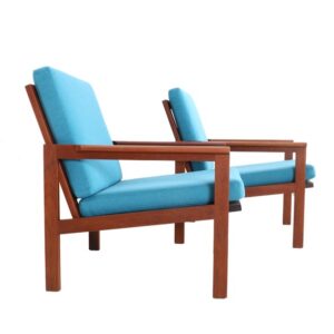 Voll restaurierte Illum Wikkelsø / Niels Eilersen "Capella" Teak-Sessel / Easy Chairs / 60er-Jahre / türkis / Danish Modern Design