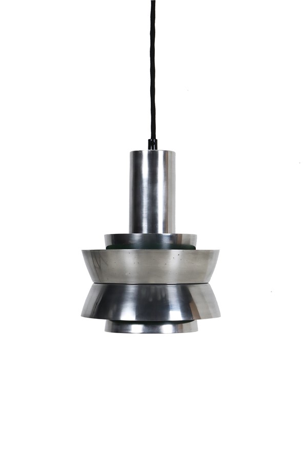 Dänische Space Age Hängelampe aus poliertem Aluminium / Mid Century Modern Design / 60er / 70er