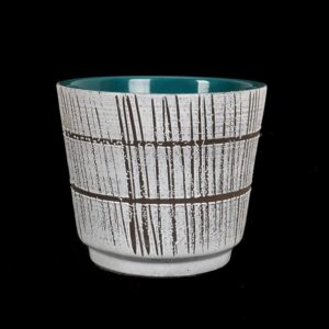 Scheurich Keramik-Blumentopf "Bambus" / Mid Century Modern Design / 60er / 70er-Jahre / Übertopf