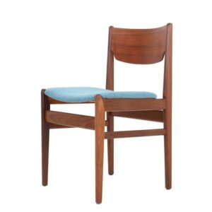 Neu bezogener Mid Century Teak-Stuhl / Danish Modern Design / Woll-Filz / 60er-Jahre
