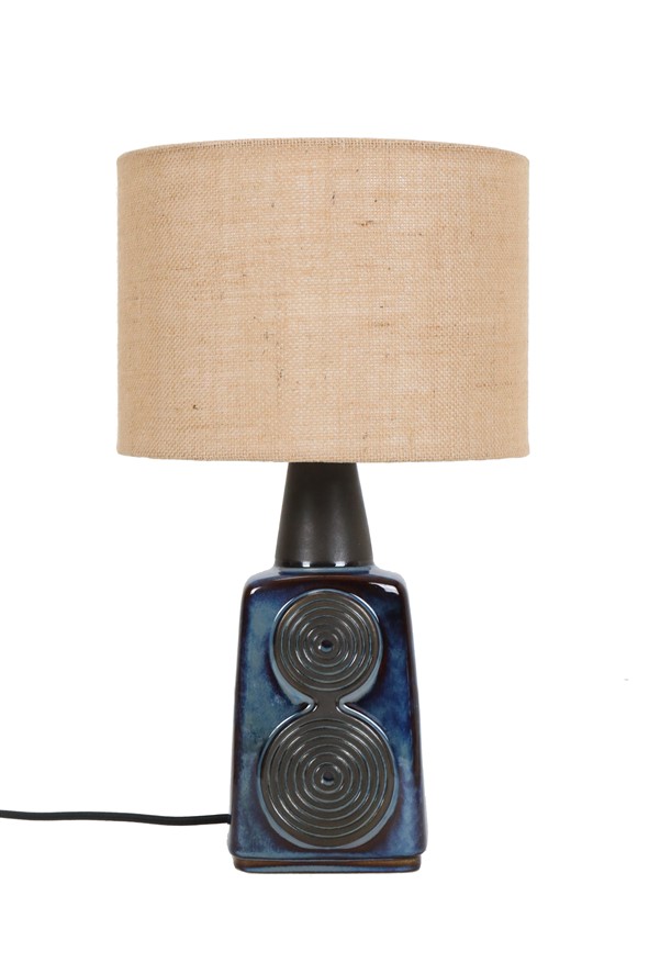 Große „1097“ Keramik-Tischleuchte von Einar Johansen für Søholm / mit Jute-Lampenschirm / mid century / Danish modern design / 60er / 70er-Jahre