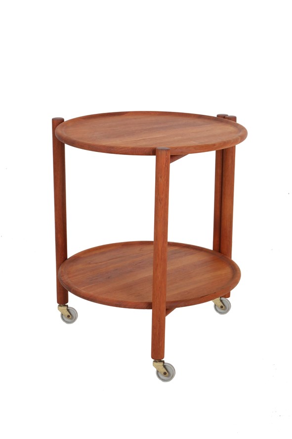 Runder faltbarer Mid Century Teak-Servierwagen / Jens Quistgaard zugeschrieben / „Lazy Susan“ / Danish Modern Design / 60er / 70er