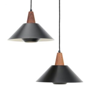 Set of 2 black mid-century pendant lamps by Elfi / 1960s / 1970s / Danish modern design
