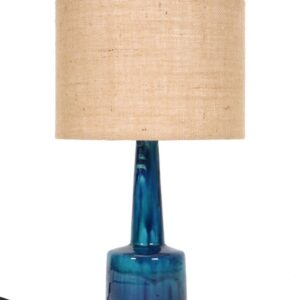 Seltene Jørgen Holstein Keramik-Tischleuchte / Mid Century Danish Modern Design / Lampe / türkis / 60er / 70er-Jahre