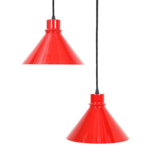 2er-Set Nordisk Solar Compagni "Super Space" Hängeleuchten / rot / kleine Version / Danish modern design / 70er