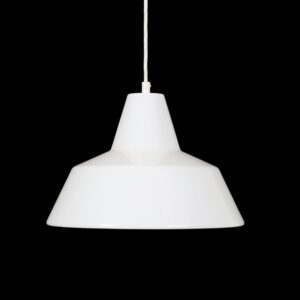 (B-Ware) Louis Poulsen / Axel Wedel Madsen “Arbejdspendel” Emaille-Hängelampe / Danish Industrial Design / weiß