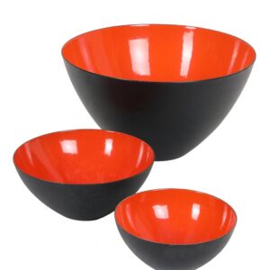 Set of 3 Vintage “Krenit” Bowls by Herbert Krenchel for Torben Ørskov / Enamel / Mid-Century Modern Design