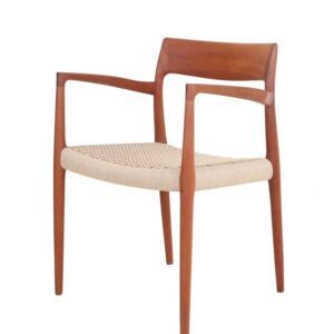 Armlehnstuhl "# 57" von Niels Otto Møller / Teak / Papercord / voll restauriert / 60er / 70er / Danish Modern Design