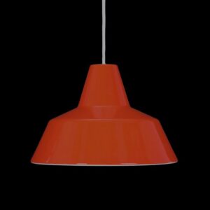 Louis Poulsen / Axel Wedel Madsen “Arbejdspendel” Enamel Pendant Lamp / Danish Industrial Design / orange