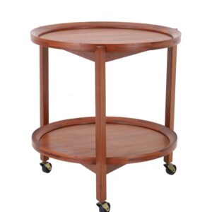 Mid-Century Sika Møbler Tripod Teak Serving Cart with Round Trays / 1960s / 1970s / Danish Modern Design
