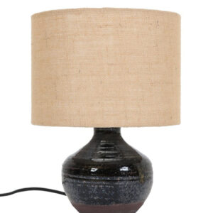 Rare, handcrafted Robert “Rob” Bentsen ceramic table lamp with a jute lampshade / Mid-Century Danish Modern Design / 1960s / 1970s