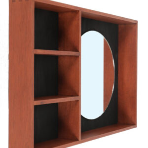 Mid-Century Wall Shelf with Mirror / 1960s / 1970s / Danish Modern Design / Black