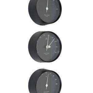 Three-piece weather station by Henning Koppel for Georg Jensen / Danish Modern Design / black / thermometer / barometer / hygrometer