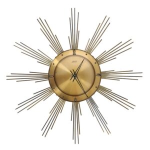 Big Atlanta Electric “Sunburst” Wall Clock / Mid-Century / Brass / 1960s