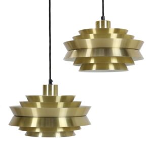 2er-Set Granhaga / Carl Thore „Trava“ Hängeleuchten / 33cm / Messing / Gold / Alu / Mid Century Modern Design / 70er-Jahre / Lampe