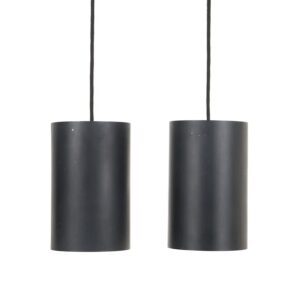 2er-Set Louis Poulsen / Eila & John Meiling "Cylinderpendel" / 60er / 70er / Mid Century Danish Modern Design / Röhre / schwarz