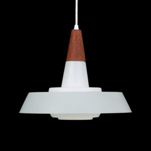 Rare Ernst Voss Pendant Lamp / Glass / Teak / Aluminum / Mid-Century Danish Modern Design / 1960s