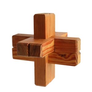 Skulpturales Mid Century Steck-Puzzle / 70er-Jahre / Kiefernholz / Dänemark