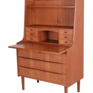 Tall Mid-Century Teak Secretary Desk / Danish Modern Design / 1960s
