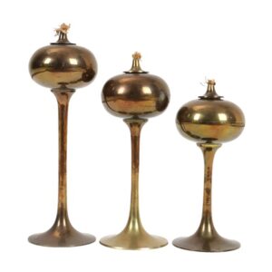 Set of 3 Danish Brass Oil Lamps / 1960s / 1970s / Mid-Century Danish Modern Design