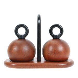 “Ball Boy” Teak Pepper Mill & Salt Mill Set by Richard Nissen / Carsten Jørgensen for Bodum / Danish Modern Design / Postmodernism / 1980s