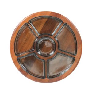 Mid-Century Flemming Digsmed "Lazy Susan" Drehtablett / Teakholz / Glas / Danish Modern Design / 60er / 70er