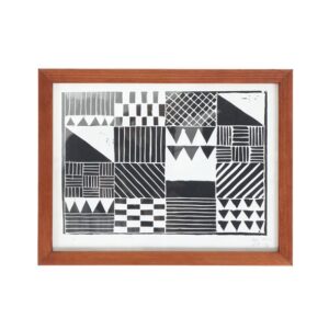 Mid-Century Linocut “Patterns” / Signed original print in a pine frame / 1973 / Denmark